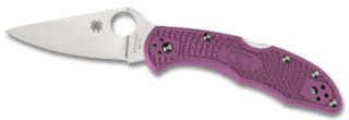 Spyderco Delica 4 2.8" Purple FRN handle Flat Ground VG10 steel blade Folding Knife with thumb hole opener